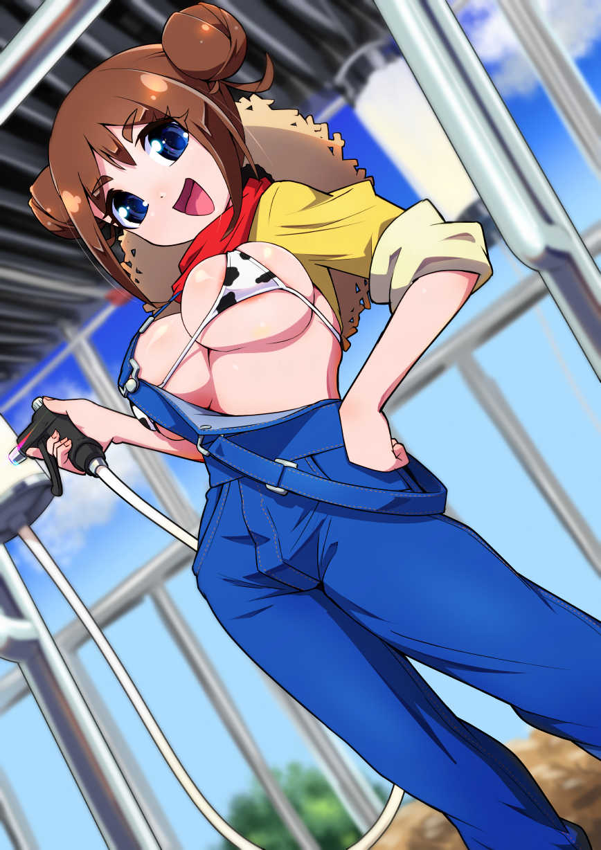 Rule 34 – 1girls blue eyes breasts brown hair cow print cow print bikini cure ryuta hair bun light-skinned female ookuma (wonderful precure!) overalls precure pretty cure wonderful precure! | 12829850