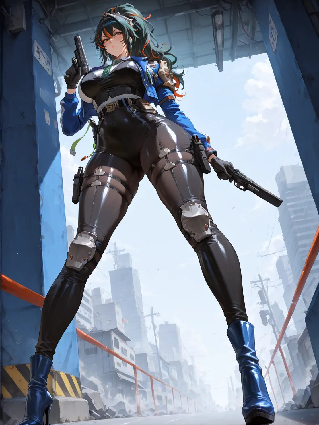 Rule34 – ai_generated bewitching_thighs big_breasts full_body gun zenless_zone_zero zhu_yuan