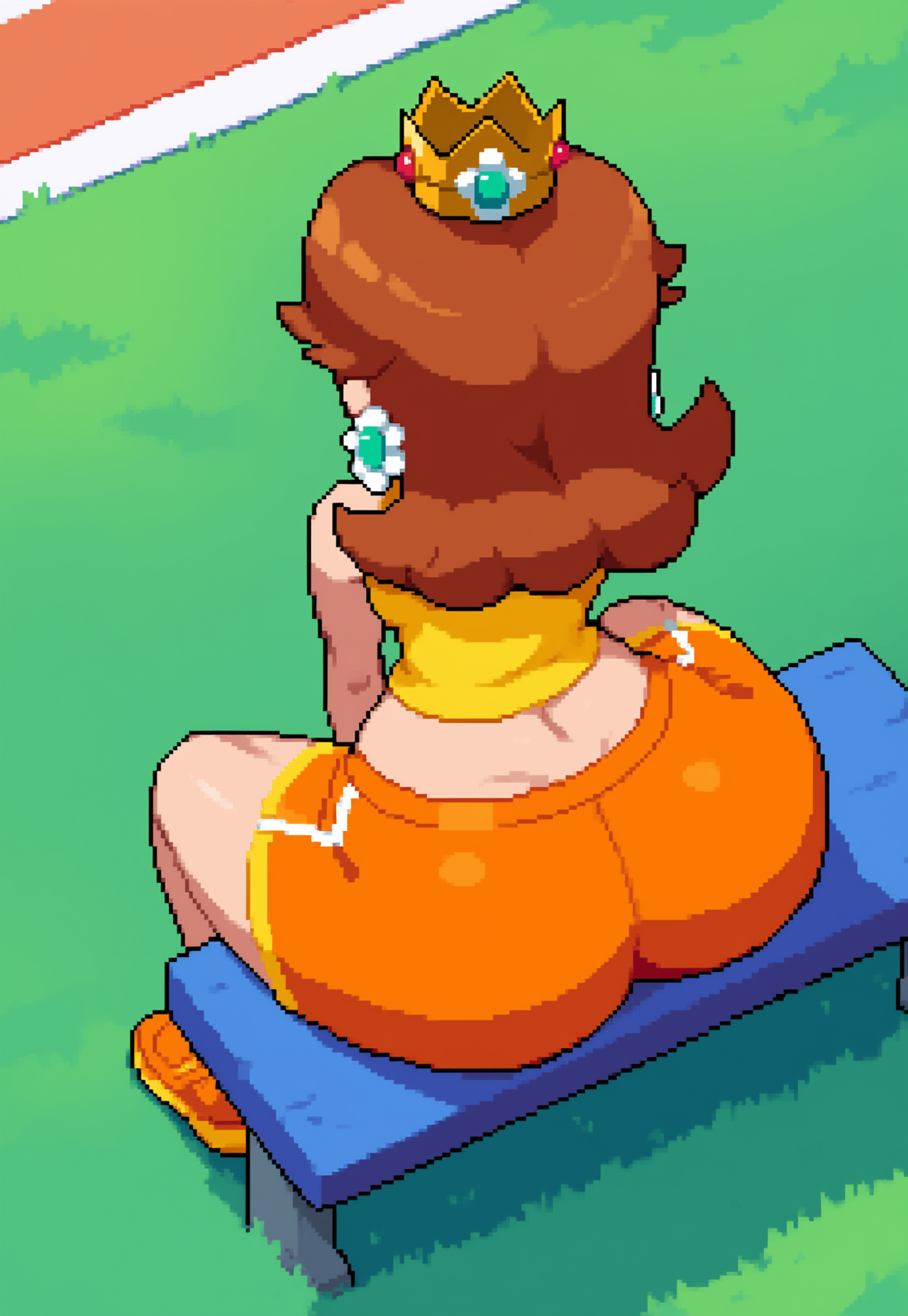 Rule34 – ai_generated booty_shorts brown_hair crown earrings exercise exercise_clothing gigantic_ass huge_ass lubbasdump massive_ass royalty sitting tank_top track_and_field widescreen