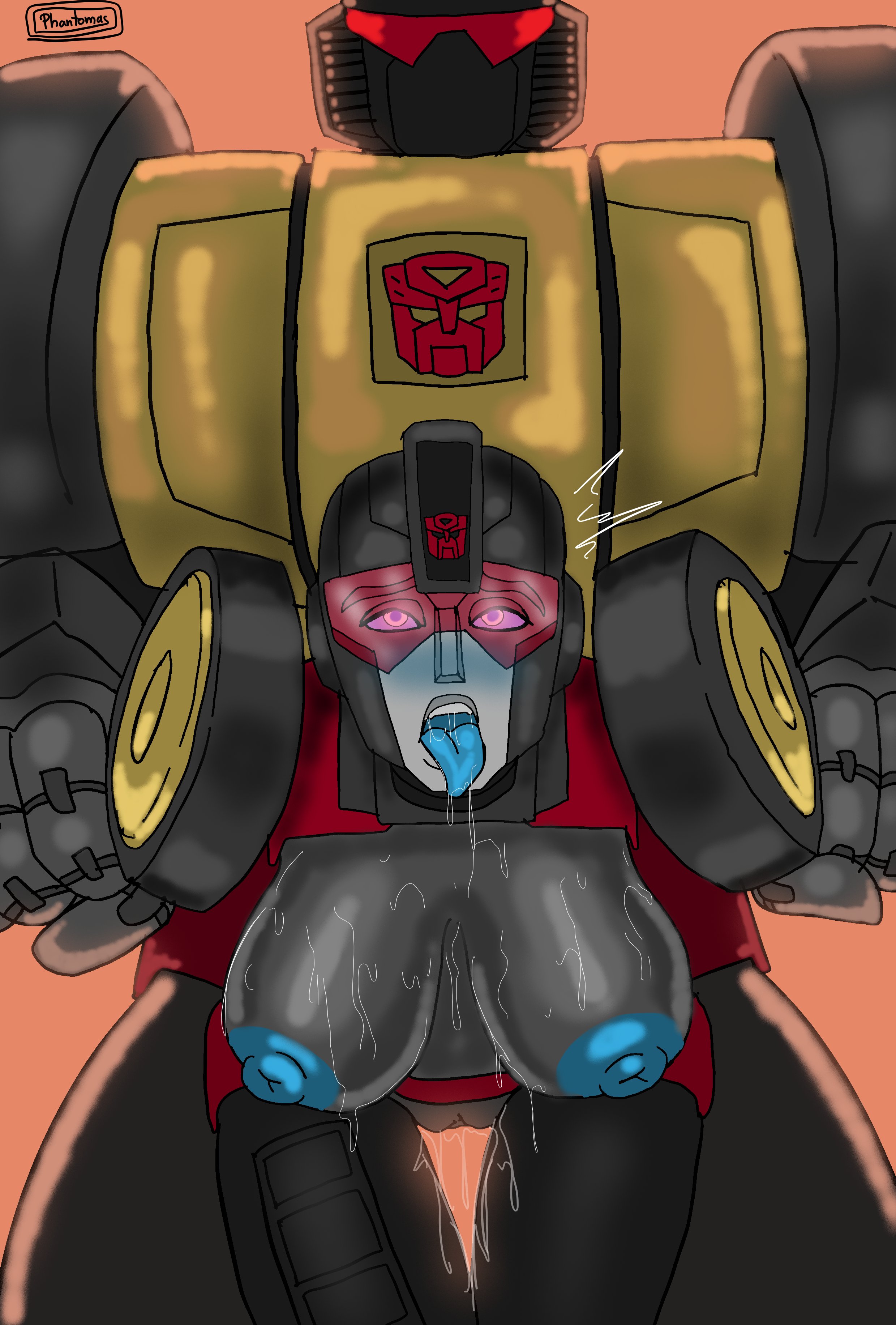 Rule34 – breasts breasts_out phantomas(artist) sex size_difference standing_sex sweat tongue tongue_out visor