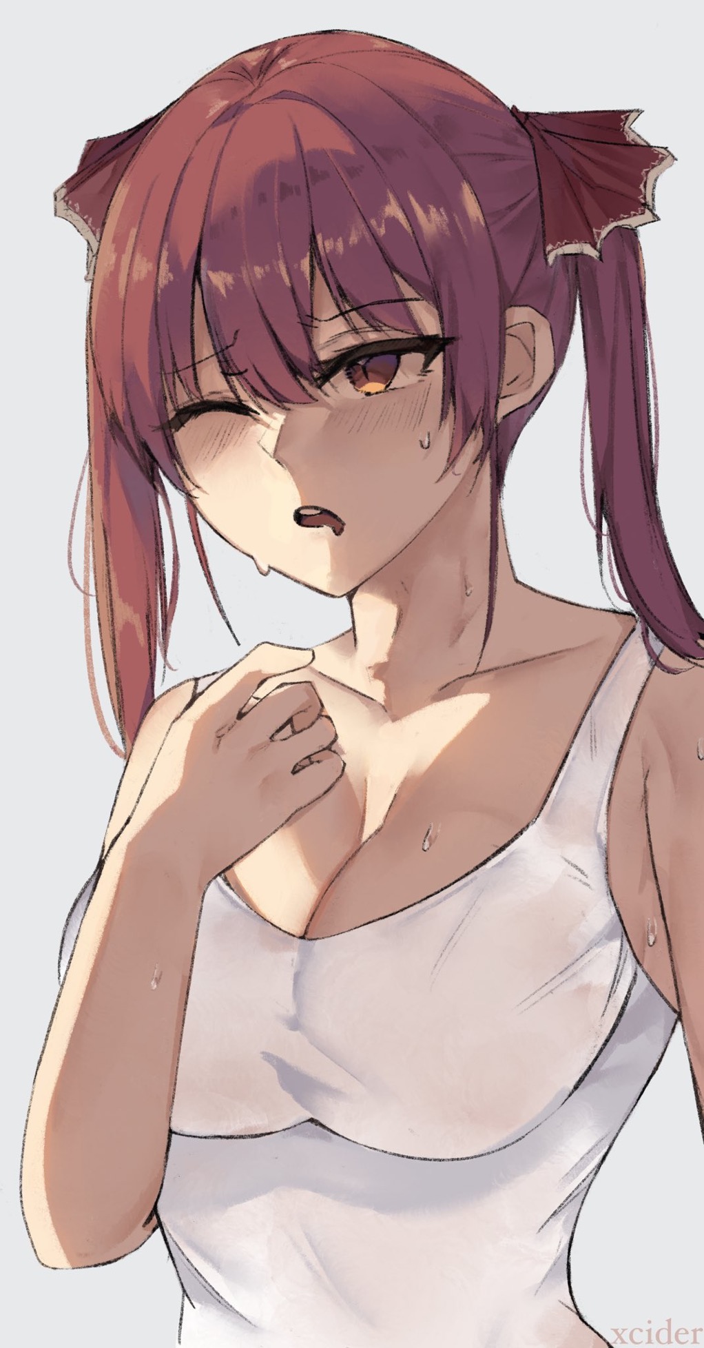 Rule 34 – 1girls big breasts collarbone hololive hololive japan houshou marine nabibutter nabisco one eye closed sweat sweatdrop sweating tank top tired vtuber xcider | 12979698