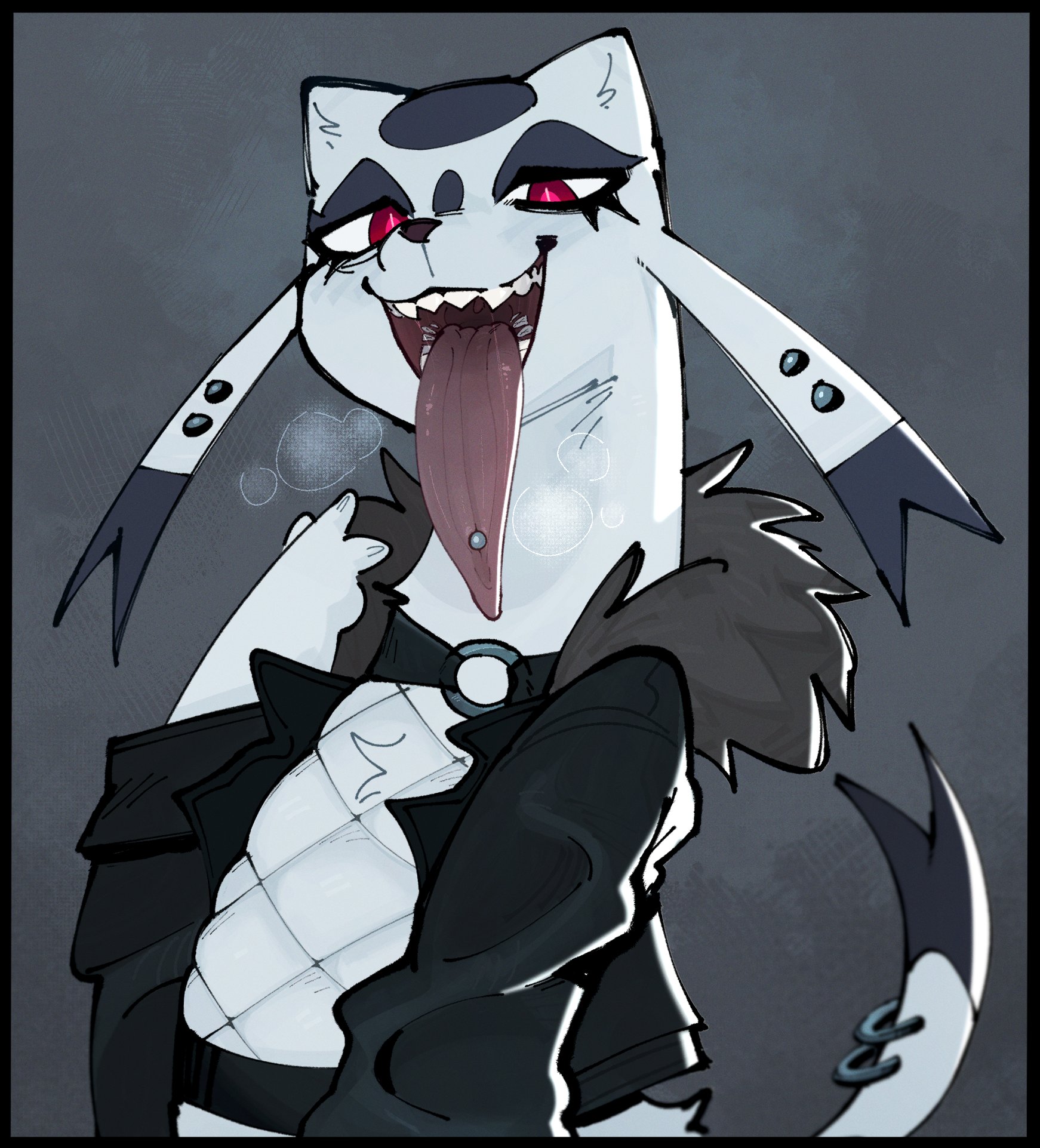 Rule34 – blank_background clothing long_tongue looking_at_viewer open_smile piercing pokemon pov_eye_contact punk punk_girl red_eyes sharp_teeth smile tongue_out tongue_piercing