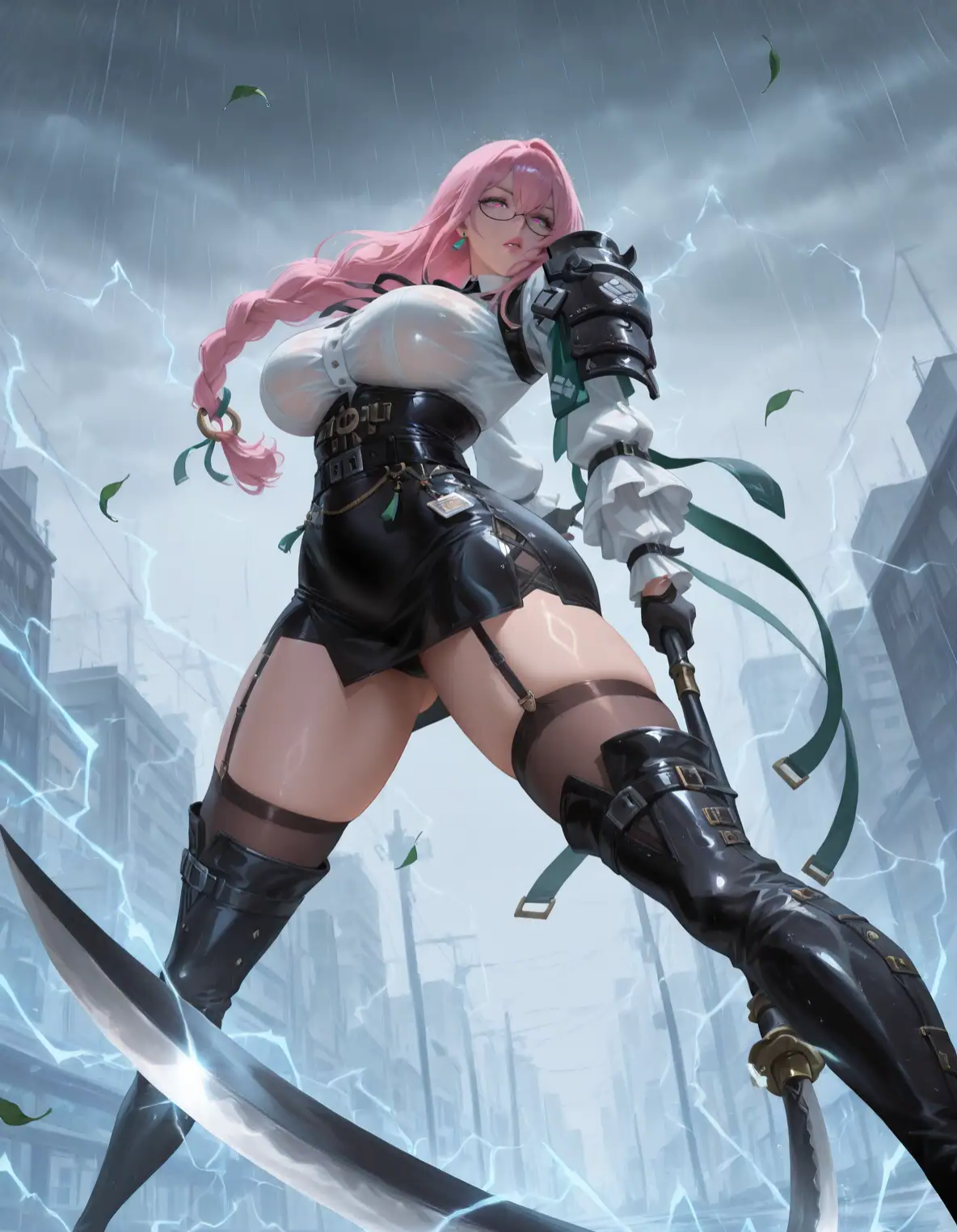 Rule34 – ai_generated bewitching_thighs eyeglasses full_body large_breasts pink_hair tsukishiro_yanagi zenless_zone_zero