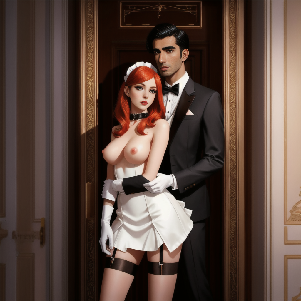 Rule 34 – 1boy1girl ai generated bare shoulders beautiful breastless clothes breasts out casual exposure casual nudity collarbone detached collar dominant male exposed breasts french maid light-skinned female light skin maid maid headdress maid uniform master naked collar nhumanfuture original original character perfect body perfect boobs red hair redhead female submissive female topless topless female tuxedo | 12729488