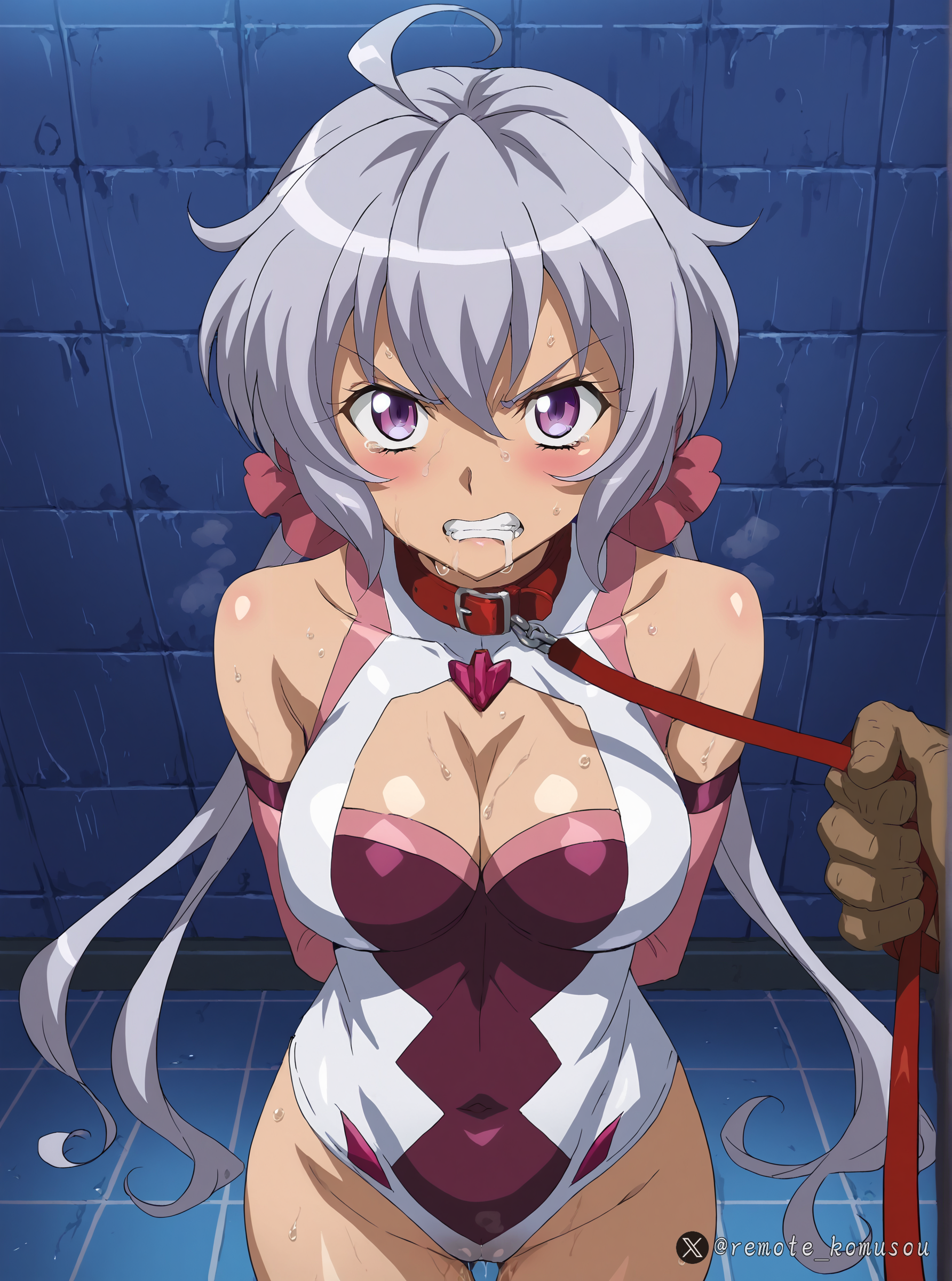 Rule34 – ai_generated angry_face anime_style bikini bondage collar cum gloves holding_neck large_breasts leotard looking_at_viewer low_twintails prisoner purple_eyes remote_komusou saliva saliva_trail senki_zesshou_symphogear_xd_unlimited senki_zesshou_symphogear_xv shiny shiny_skin ugly_bastard white_hair