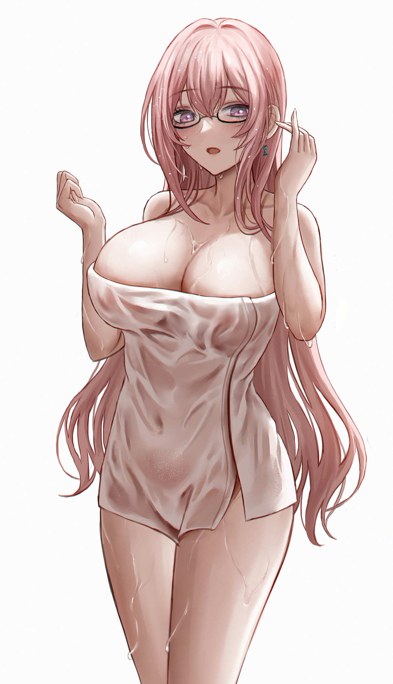 Rule34 – 1girls big_breasts blush breasts cleavage ear_piercing earrings eyewear female female_only glasses hair huge_breasts long_hair pink_hair purple_eyes selcky solo solo_female thighs towel towel_only tsukishiro_yanagi wet wet_body zenless_zone_zero