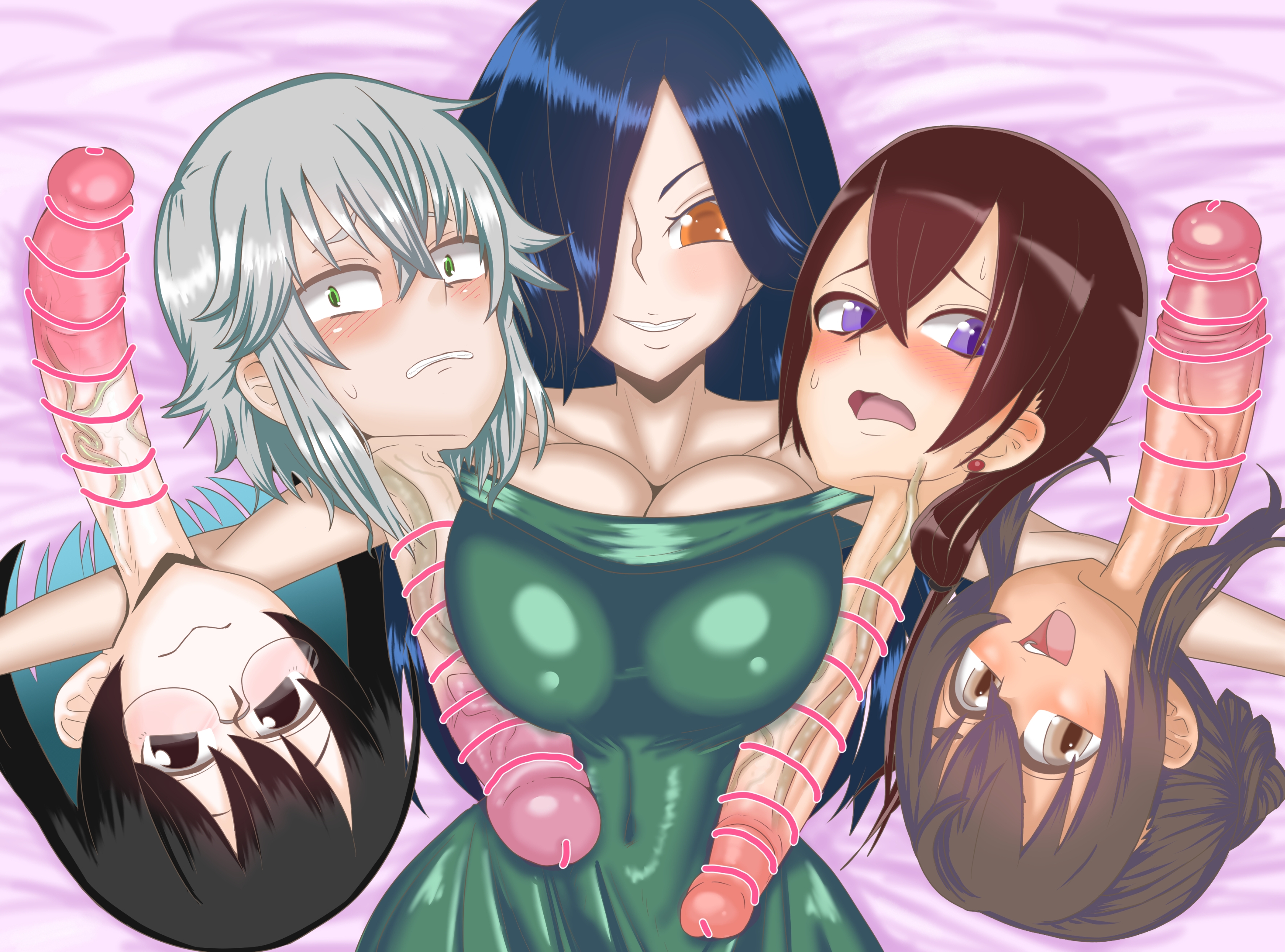 Rule34 – 5girls holding_head monophallia penis penis_neck penis_transformation unuse unusual_genitalia_placement unusual_penis_placement what