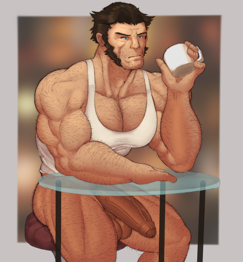 Rule 34 – balls big balls big penis body hair bottomless flaccid fleshformomo james howlett male male only marvel marvel comics pantsless penis sideburns sitting solo solo male wolverine (x-men) x-men | 12934470