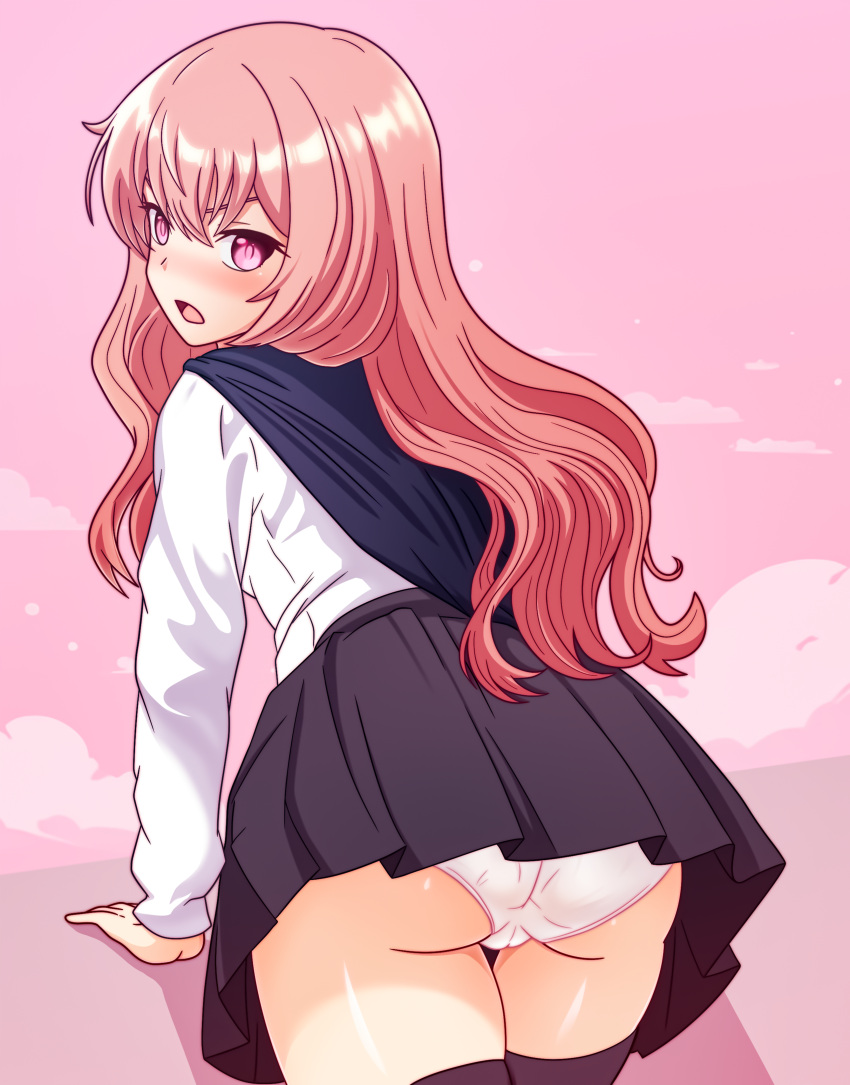 Rule 34 – 1girls blush blush blushing at viewer dullahan (alekey art) female female focus female only hi res highres light-skinned female light skin long hair looking at viewer looking back louise francoise le blanc de la valliere panties school uniform solo solo female solo focus thick thighs thighs underwear zero no tsukaima | 12756419