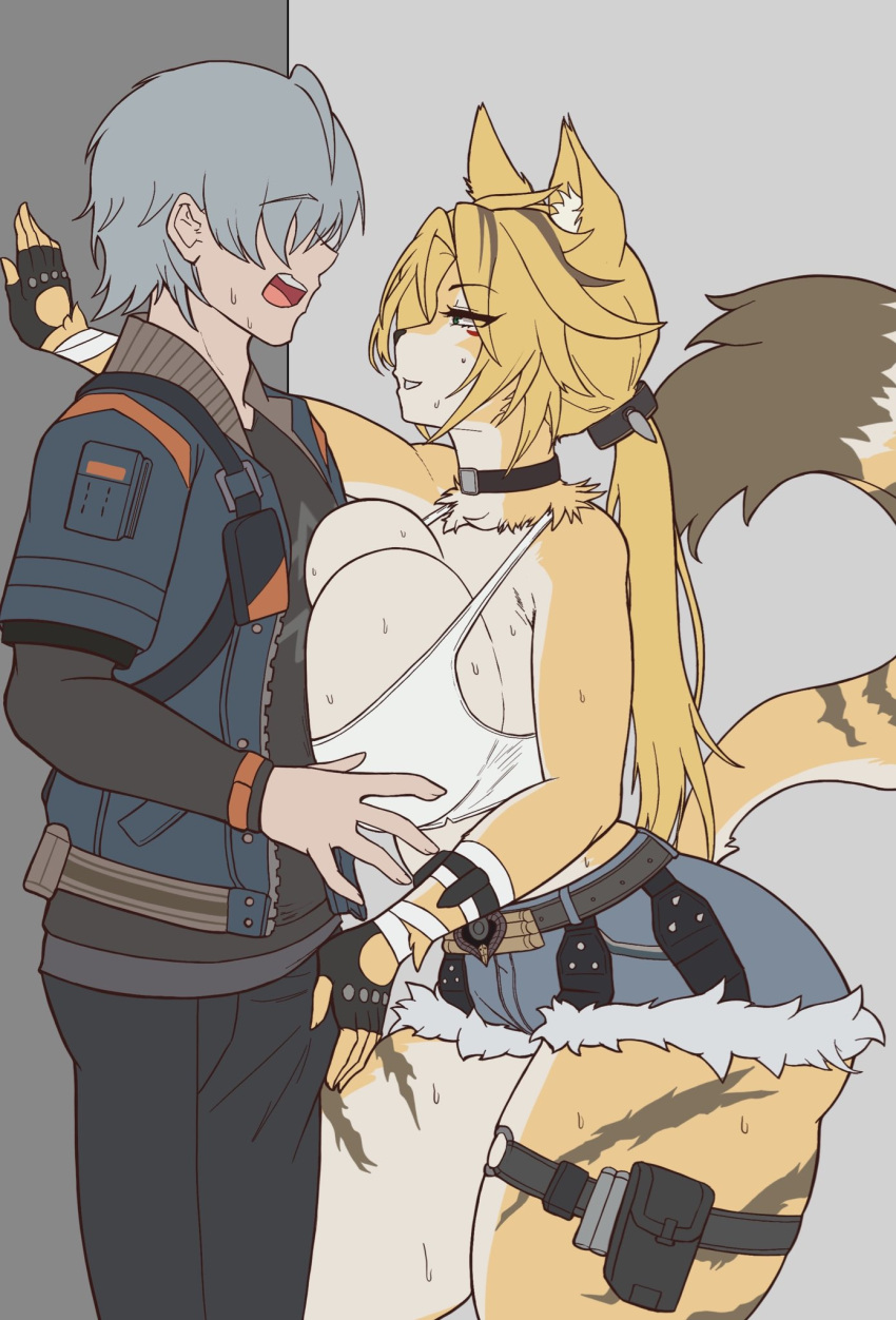Rule 34 – 1boy 1girls arcsinge best girl blonde hair blue jacket booty shorts breasts cat ears cat tail catgirl choker daisy dukes embarrassed embarrassed male female fingerless gloves green eyes grey hair hair over eyes huge breasts human jacket kemono kemonomimi large breasts long hair long tail midriff midriff baring shirt neck tuft pale-skinned male pale skin ponytail pulchra (zenless zone zero) pulchra fellini short shorts sweat sweaty sweaty body thick thighs thigh strap wide hips wise (zenless zone zero) yellow fur yellow hair zenless zone zero | 12912203