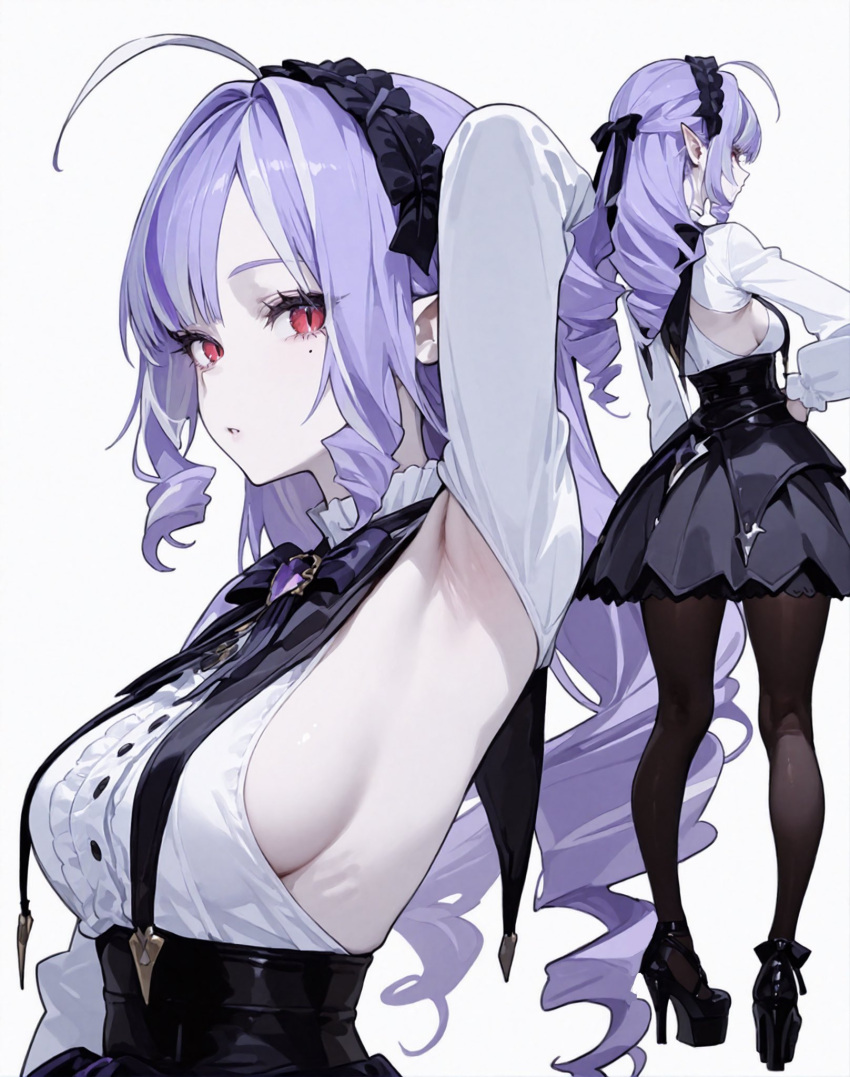 Rule 34 – 1girls ai generated armpits arms up breasts dress drill hair elf elf girl female female only fully clothed high heels pale-skinned female pale skin pantyhose perky breasts pointy ears purple hair red eyes sideboob solo vivian (zenless zone zero) zenless zone zero | 12887053