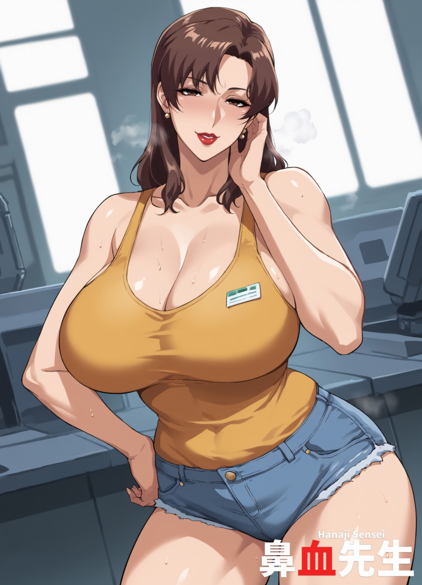 Rule 34 – 1girls ai generated brown eyes brown hair cleavage gundam gundam seed gundam seed destiny gundam seed freedom hanajisensei huge ass huge breasts jean shorts lipstick mature mature female mature male milf murrue ramius tank top thick thighs 鼻血先生 | 13008727