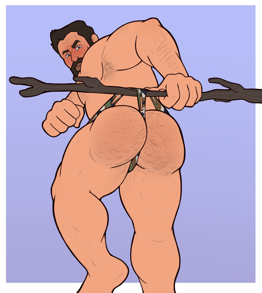 Rule 34 – 1boy ass ass blush briefs call of duty hairy hairy ass hanging wedgie john price male muscular muscular male no visible genitalia solo male sweatdrop tree branch tvfish-art wedgie | 13005370