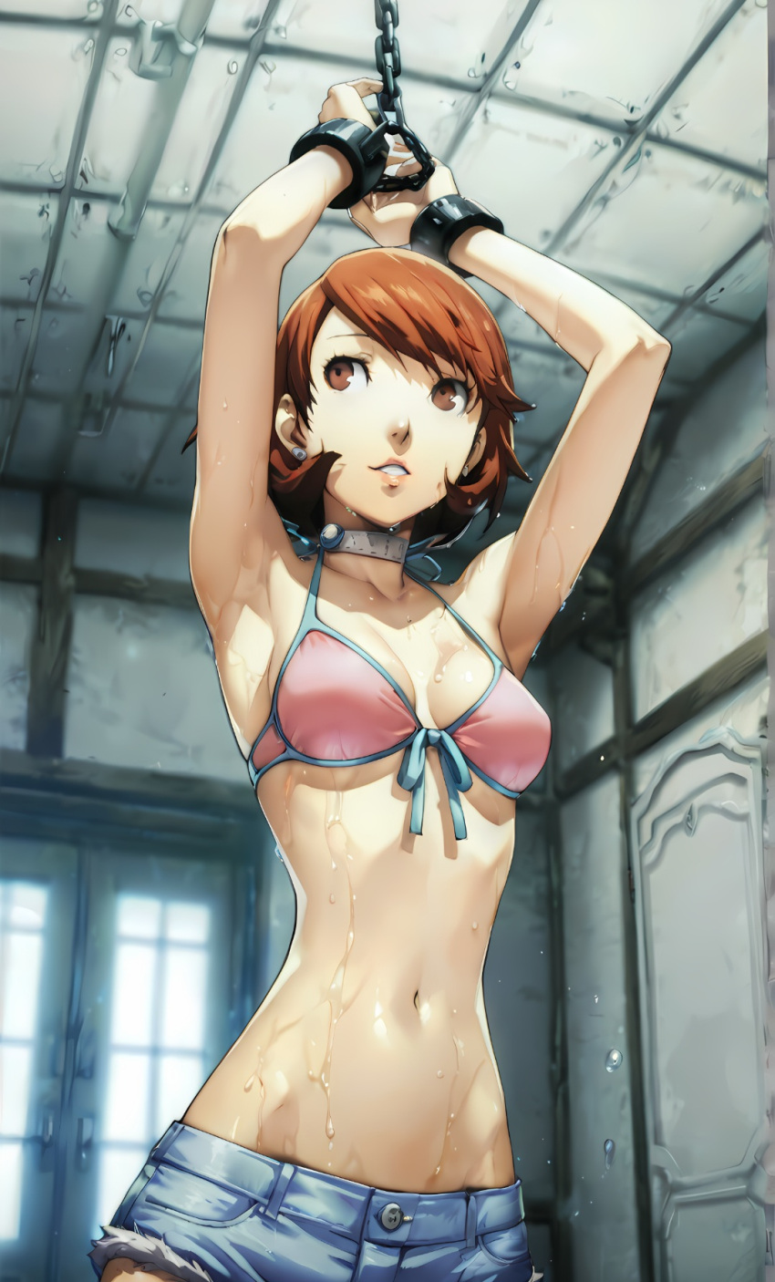 Rule 34 – ai generated armpits arms up bedroom bikini bondage brown eyes brown hair chained up chains daisy dukes denim shorts female helpless narrow waist persona persona 3 shackles skinny slender waist slim waist sweat swimsuit wet body yukari takeba | 12880336