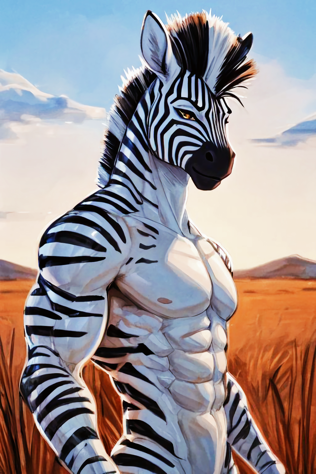 Rule 34 – abs anthro athletic athletic anthro athletic male biceps furry hair looking at viewer male muscular muscular anthro muscular male navel nipples nude pecs savanna solo striped body stripes triceps white body wild anthro zebra | 13178603