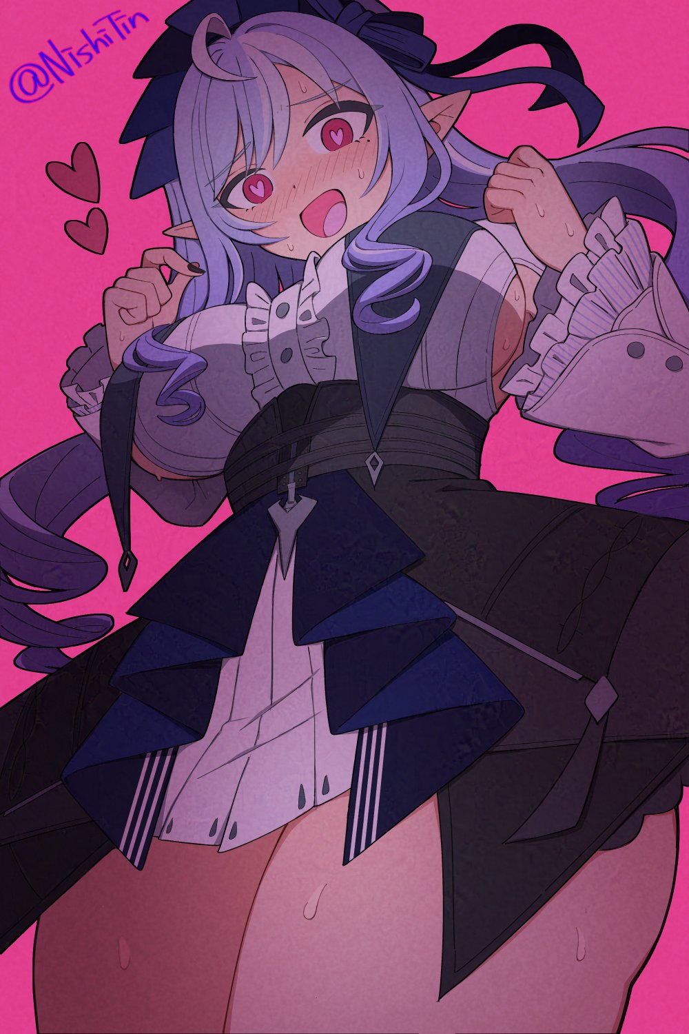 Rule 34 – big breasts elf ears heart eyes maid outfit nishitin pink background thighs vivian (zenless zone zero) zenless zone zero | 13044105