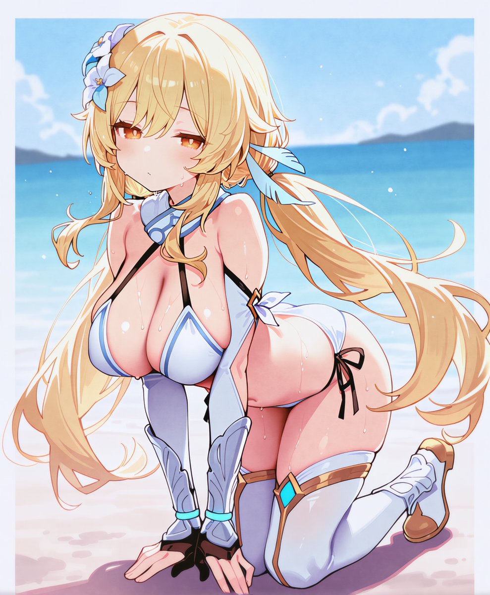 Rule 34 – 1girls ai generated all fours big breasts blonde hair breasts female female only genshin impact large breasts light-skinned female light skin looking at viewer lumine (genshin impact) solo thighhighs thighs unajyu yellow eyes | 13188481