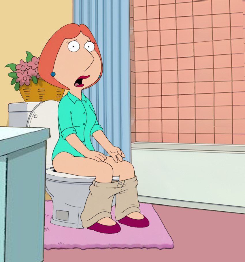 Rule 34 – ai generated aqua shirt bathroom caught off guard caught peeing family guy lois griffin milf pants down red hair side view surprised toilet toilet use walking in on | 13154357
