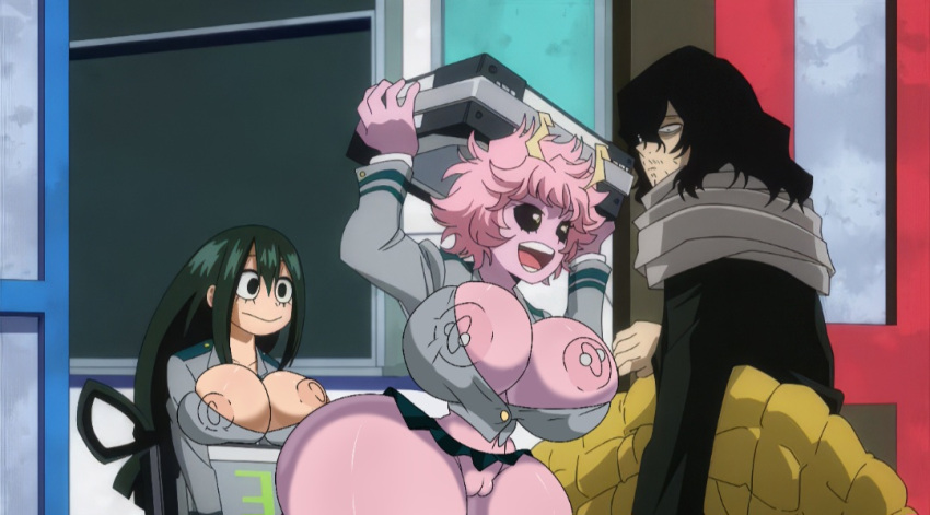 Rule 34 – editorl huge ass huge breasts microskirt mina ashido my hero academia tsuyu asui useless clothing | 13096288