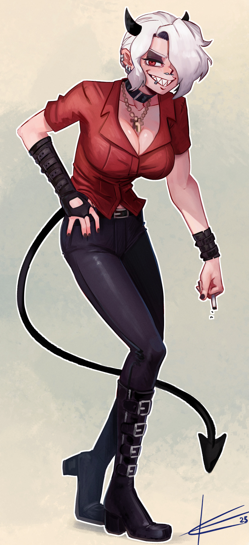 Rule 34 – demon demon girl demon horns demon tail eltonel fully clothed helltaker red eyes tagme white hair zdrada (helltaker) | 13297783