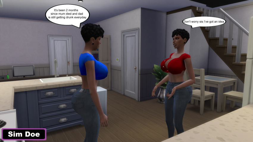 Rule 34 – 2girls 3d big ass big breasts big breasts big breasts caption comic comic page ebony ebony female english english text matching outfit matching outfits no sex original characters short hair sim doe sims sims4 sims 4 speech bubble speech bubbles the sims the sims 4 twins twins (lore) | 13136240