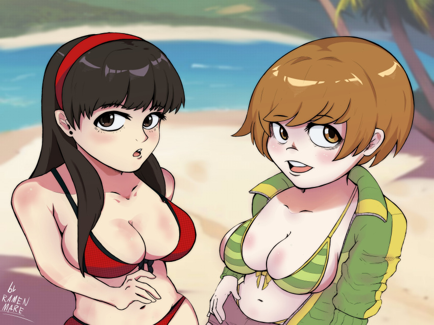 Rule 34 – 2girls amagi yukiko amoral sociedad atlus beach big breasts big thighs big titties bikini black hair brown eyes brown hair chie satonaka curvaceous curvaceous female curvaceous figure curvy curvy figure curvy hips female female only long hair looking at viewer persona persona 4 ramen mare satonaka chie sega short hair yukiko amagi | 13155445