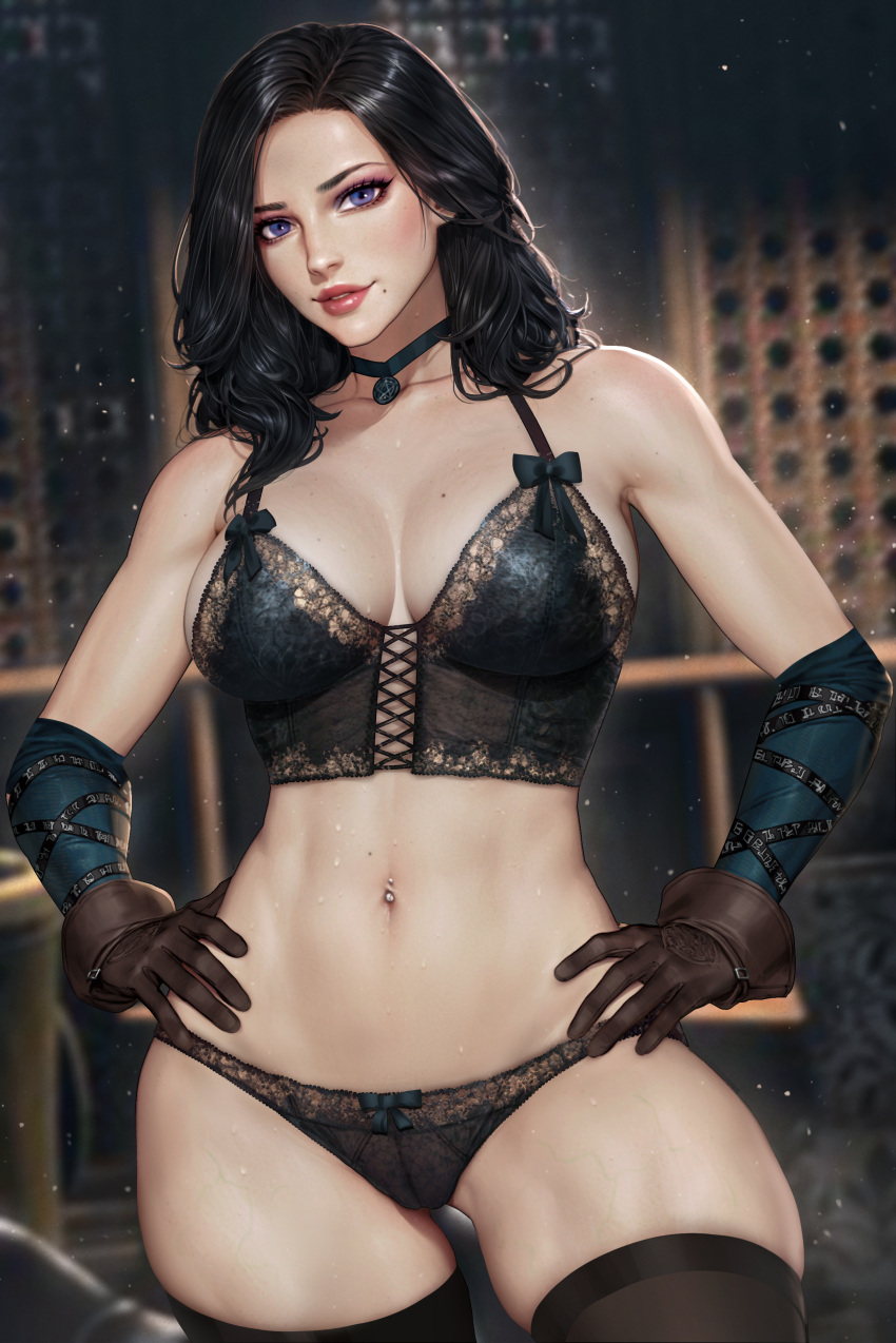 Rule 34 – average breasts average sized breasts black bra black gloves black hair black panties black socks black underwear blurry blurry background bow bow panties bra bra strap breasts brown gloves collarbone english commentary female female female female focus female only gloves hands on own hips highres hips lips long hair looking at viewer mixed-language commentary mole mole on breast mole under mouth multiple moles navel navel piercing necklace neoartcore panties piercing pose posing posing for the viewer purple eyes sexy sexy body sexy pose shoulders showing breasts showing off socks solo solo female solo focus straps thai commentary the witcher (series) thick thighs thighhighs thighs underwear waist waist grab yennefer of vengerberg | 13124419