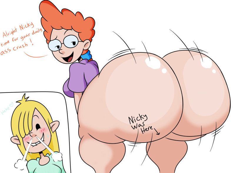 Rule 34 – 2girls alternate ass size big ass big butt blonde hair blush disney disney channel english text huge ass huge butt light-skinned female light skin long hair massive ass massive butt pepper ann pepper ann pearson red hair spookyryder writing on ass | 13109240