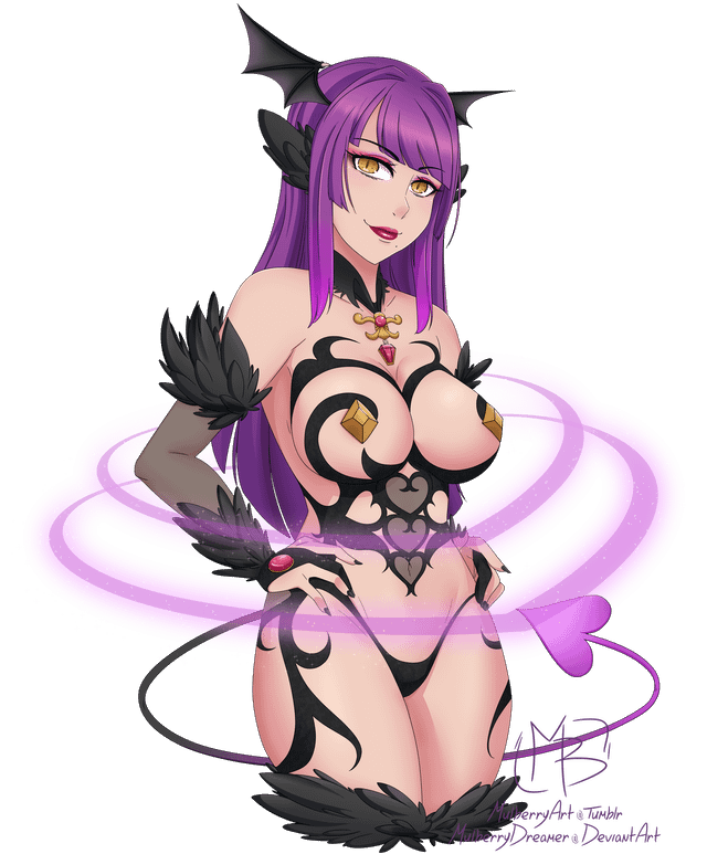 Rule 34 – lingerie mulberryart nipple pasties purple hair sakyu basu succubus yandere simulator | 13359095