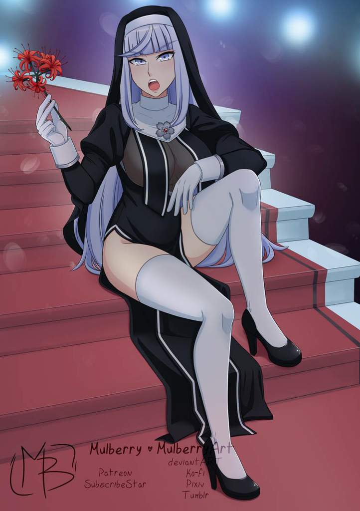 Rule 34 – big breasts cleavage megami saikou mulberryart nun nun outfit official art questionable sideboob thighhighs yandere simulator | 13377050