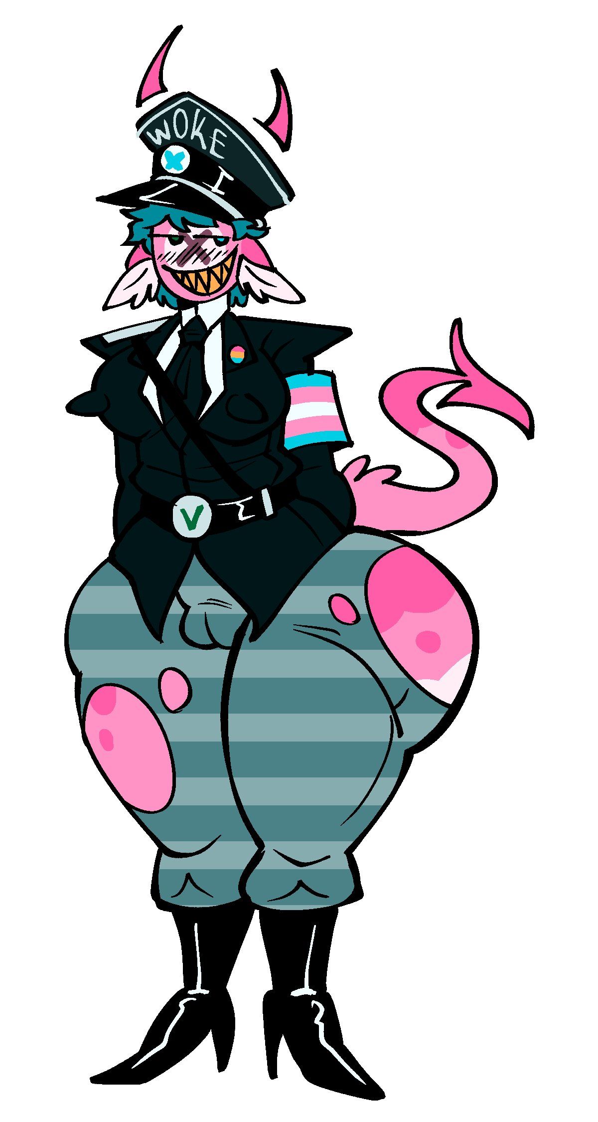 Rule 34 – armband countryhumans demon demon boy demon tail erect nipples goat ears heeled boots joke art military hat military uniform nazi nazi germany (countryhumans) nazi uniform pants thick thighs torn transboy wtf | 13544462
