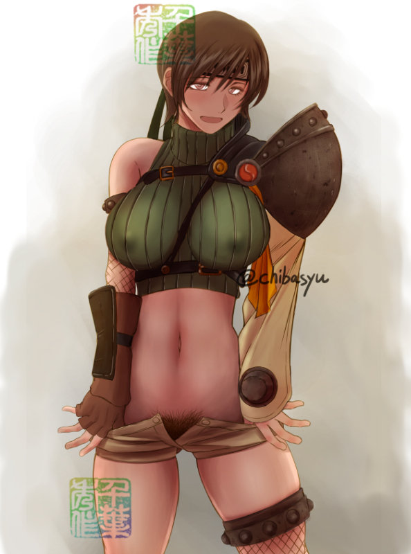 Rule 34 – 2d bare midriff busty chiba shuusaku crop top erect nipples female female focus female only final fantasy final fantasy vii hourglass figure navel nipple bulge pubes pubic hair tagme wide hips yuffie kisaragi | 13618022