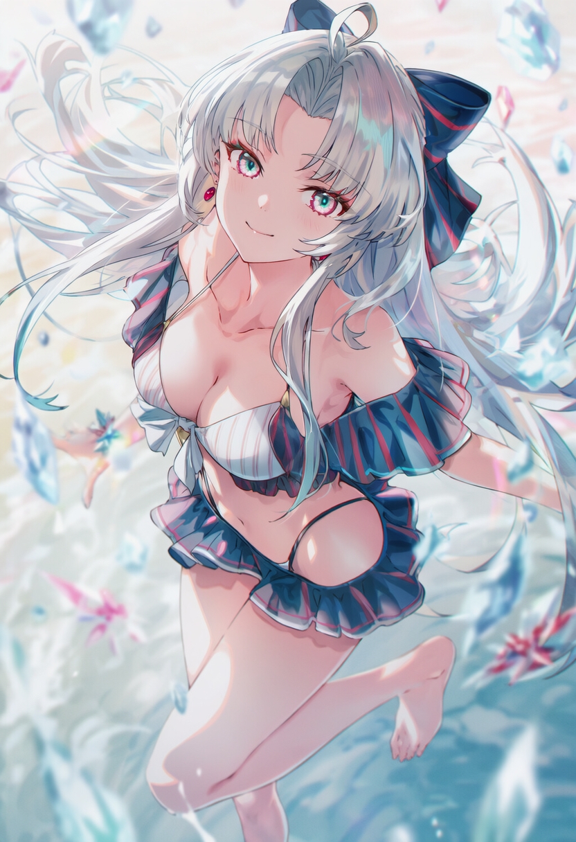 Rule 34 – ai generated bikini skirt breasts carlotta (wuthering waves) curvy female one foot raised raaicave thighs white hair wuthering waves | 13407801