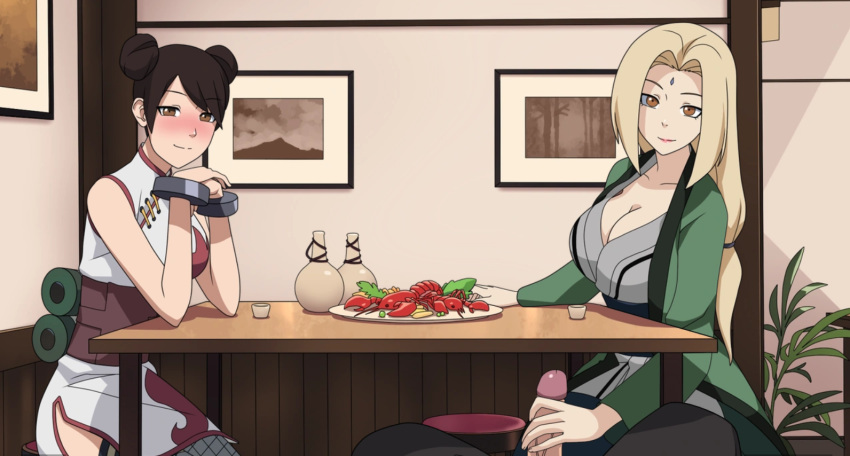Rule 34 – 1boy 2girls alcohol blonde hair blush breasts brown eyes brown hair chinese clothes cleavage double bun facial mark fishnets food forehead mark hair bun handjob indoors japanese clothes kimono large breasts long hair looking at viewer mature female multiple girls naruto penis sex toy sitting smile straight table tenten tsunade tsunade (naruto) uncensored | 13589383