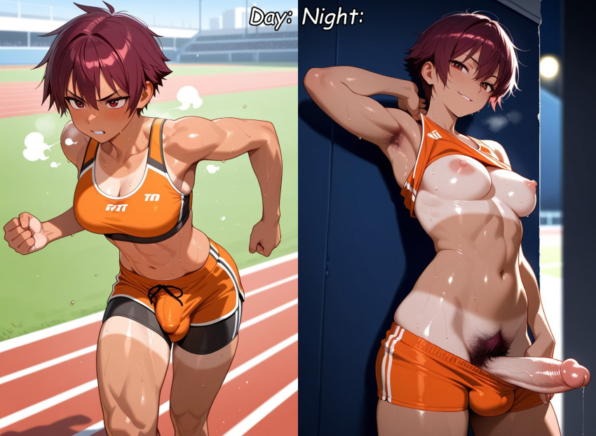 Rule 34 – ai generated at night athletic athletic futanari average breasts average sized penis behind wall bulge bulge through clothing caption comparing comparison contrast dark red eyes day erect nipples excessive pubic hair exercise fit fit futanari hairy armpits horny jogging lean figure maos maroon hair medium breasts medium penis muscular night penis under clothes precum pubic hair relationship goals running smug sport shorts sports bra sportswear stomach hair sweat sweating sweaty tan body tan skin tanned tomboy futa tomboyish track and field | 13563954