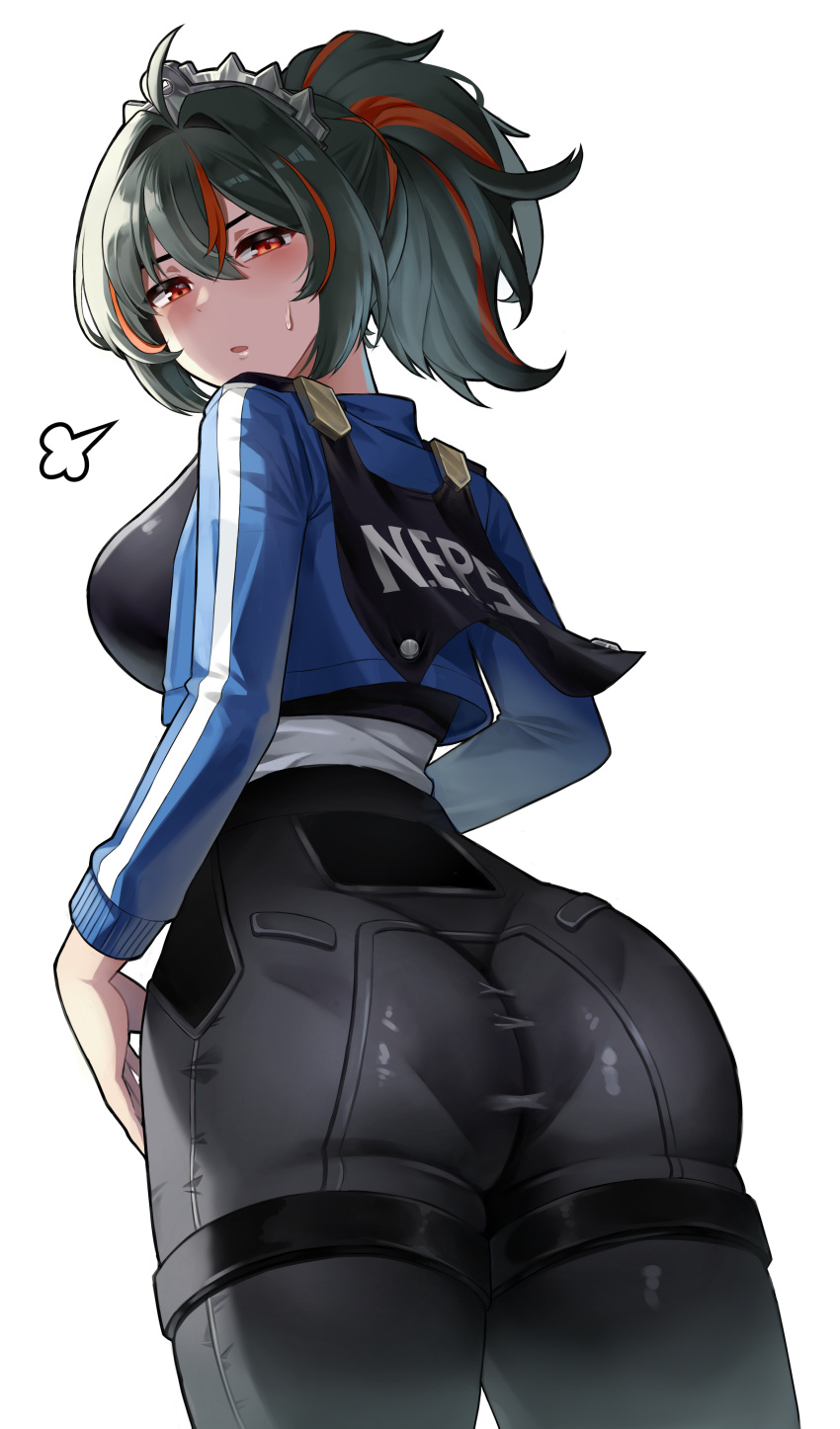 Rule 34 – absurdres ass black outline black pants blue jacket blush breasts female high-waist pants highres holster jacket large breasts metal hairband multicolored hair outline pants police police uniform policewoman red eyes red hair sanfu (sanfu9800) shoulder holster small sweatdrop solo streaked hair tight clothes tight pants zenless zone zero zhu yuan | 13496415