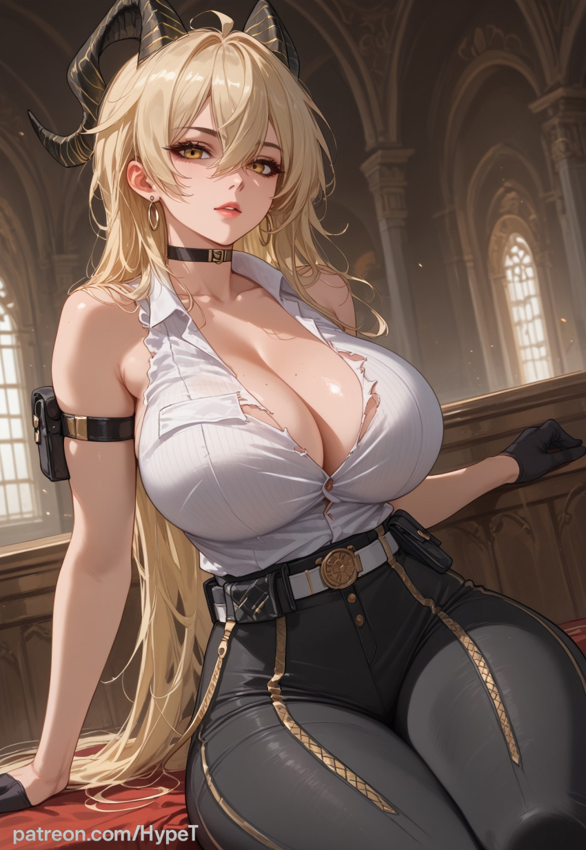 Rule 34 – ai generated alternate version at source big breasts blonde hair breasts female horns hypet indoors long hair looking at viewer pants shiny skin sitting tagme thick thick ass thick thighs thighs wuthering waves zani (wuthering waves) | 13454637