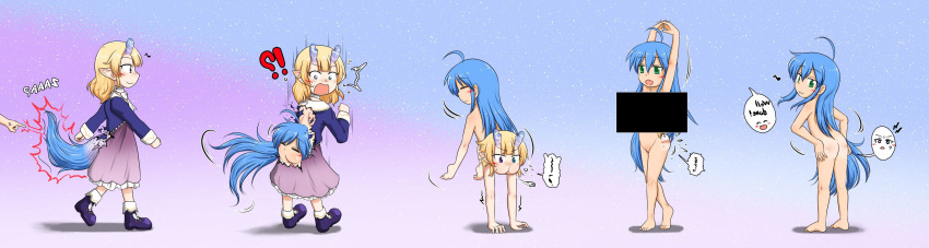 Rule 34 – 2girls ?! ass body horror butt transformation censored breasts commission english text feet hands hand feet konata izumi lucky star original character speech bubble sukedai third party edit transformation transformation sequence udtf uncensored what | 13343074