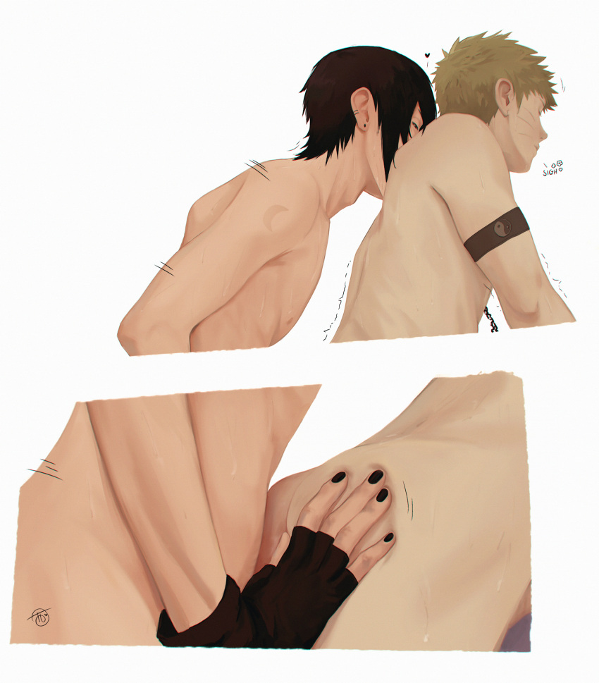 Rule 34 – 2boys anal armband ass black hair black nails blonde hair closed eyes completely nude couple earrings facial mark fingerless gloves from side front-to-back gloves hand on another’s ass heart highres jewelry lower body male focus male penetrated midriff multiple boys nail polish naruto naruto (series) nipples no headband nude sex short hair sigh simple background skinny spiked hair tamelee uchiha sasuke upper body uzumaki naruto uzumaki symbol whisker markings white background yaoi | 13511672