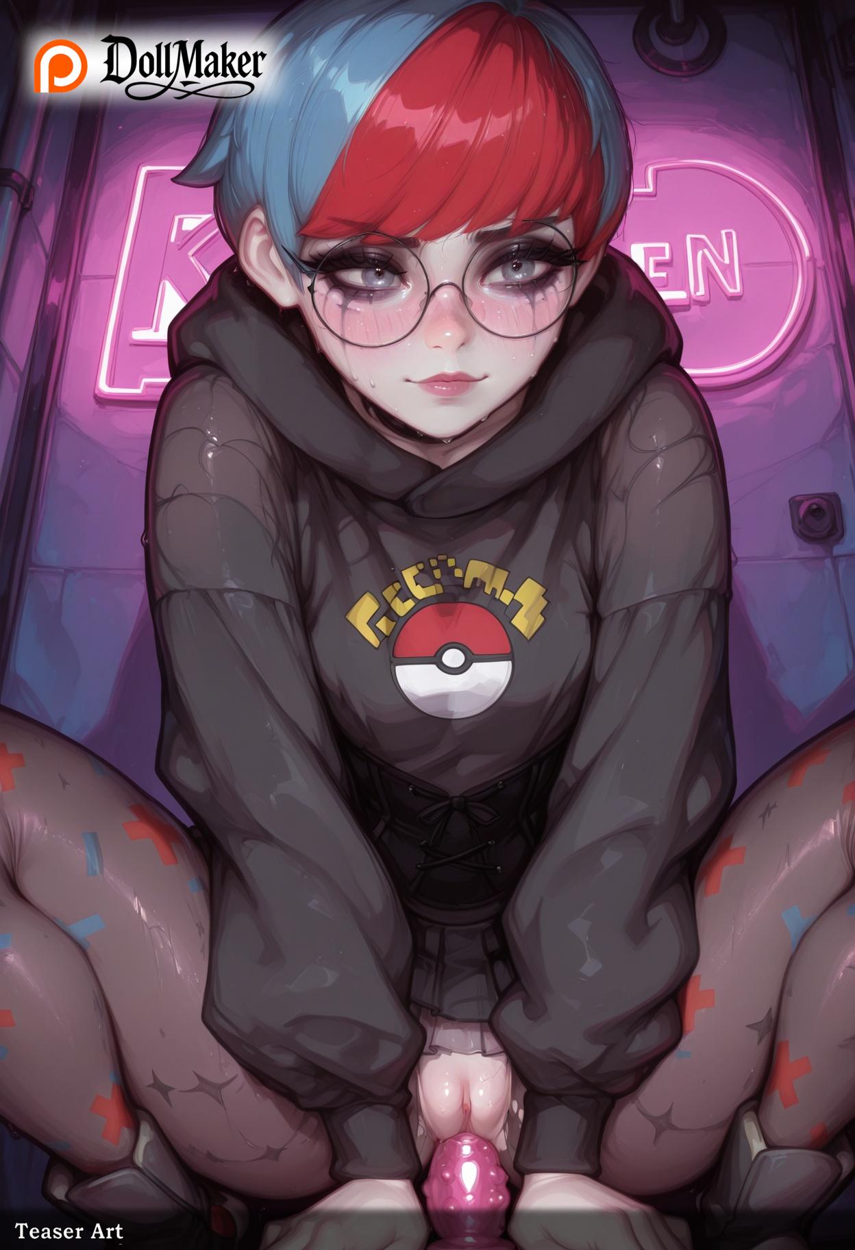 Rule 34 – ai generated bat print blush cum dollmaker dollmaker (artist) female freckles glasses heart heart print hood hood down hoodie multicolored hair pantyhose patreon logo patreon username penis print legwear red hair round eyewear short hair sitting star (symbol) star print tagme torn legwear wariza watermark | 13728570