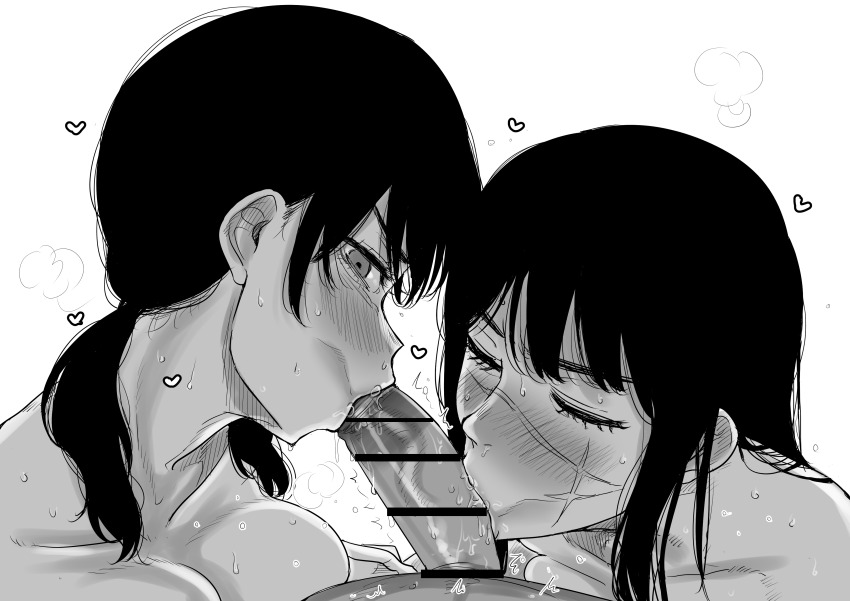 Rule 34 – 1boy :>= absurdres bar censor blush breasts censored chainsaw man cooperative fellatio fellatio greyscale hair around ear highres kaiman garupan large breasts long hair looking at viewer mitaka asa monochrome nude open mouth oral penis pov pov crotch simple background steaming body straight sweat teamwork (sexual) white background yoru (chainsaw man) | 13915320