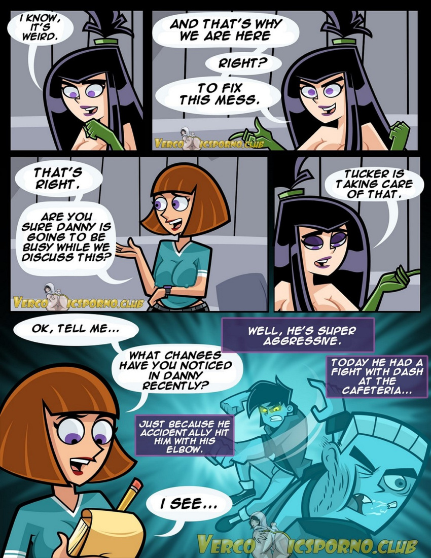 Rule 34 – 2boys 2girls anger black hair black hair female broken tooth brown hair brown hair female clothed female clothed male color comic danny fenton danny phantom dash baxter dialogue flashback goth goth girl green eyes madeline fenton milky bunny mother mother and son punching purple eyes sam manson vercomicsporno writing | 13847230