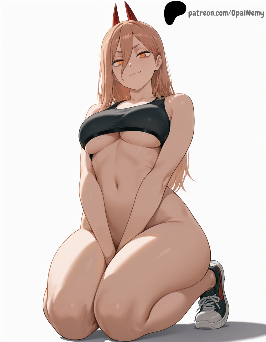 Rule 34 – 1girls ai generated arms between legs bangs bare shoulders black footwear blonde hair chainsaw man closed mouth crop top demon horns female from below hair between eyes hair over shoulder hi res high quality high resolution highres horns kneeling light lips long hair looking at viewer midriff navel no panties nose opal nemy orange eyes patreon patreon logo patreon url patreon username plain background power (chainsaw man) self upload shadow simple background smirk sneakers thick eyebrows thick thighs thighs underboob wariza watermark white background | 13773347