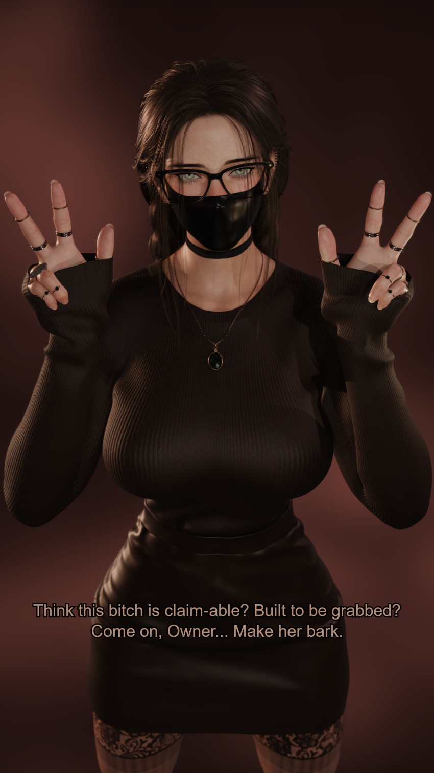 Rule 34 – 1girls 3d 3d (artwork) amulet black choker black glasses black heels black mask black shoes blender blender eevee braid braided hair braided ponytail braided twintails braids breasts brown hair brown skirt brown socks brown sweater caption choker cute double v ear piercing earrings english text face mask facemask female female focus female only fully clothed glasses green eyes handbag heels high heels horny female huge ass huge breasts latex mask lip piercing lip ring long socks looking at viewer lots of jewelry mask necklace nose blush nose piercing nose ring original character osimai peace sign pencil skirt ring ring piercing runa (osimai) sitting smirk smirking smirking at viewer socks stockings sweater talking to viewer tall girl teasing teasing viewer text thigh highs thighhighs third person dialogue thought bubble tight clothing tight skirt tight sweater twintails variant | 13698830