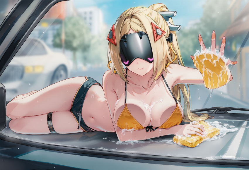 Rule 34 – ai generated big breasts breasts on glass cars carwash cleaning tool curvy body curvy figure eyes covered female focus laying on car no eyes raaicave trigger (zenless zone zero) vehicle zenless zone zero | 13649213