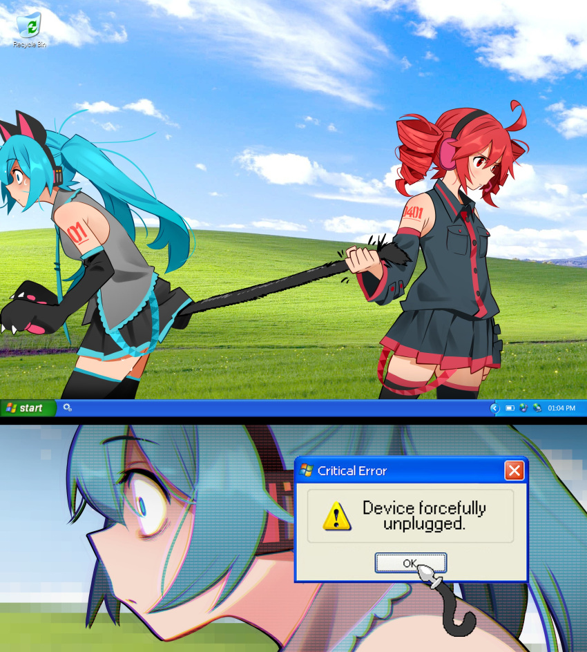 Rule 34 – 2025 2 panel comic 2girls blue eyes blue hair buttplug cat ears cat paws cat tail cat tail buttplug catgirl comedic comedy ear muffs funny hatsune miku kasane teto khyleri meme red eyes red hair shocked short skirt skirt stockings twitter link twitter username vocaloid windows xp windows xp home | 13740784