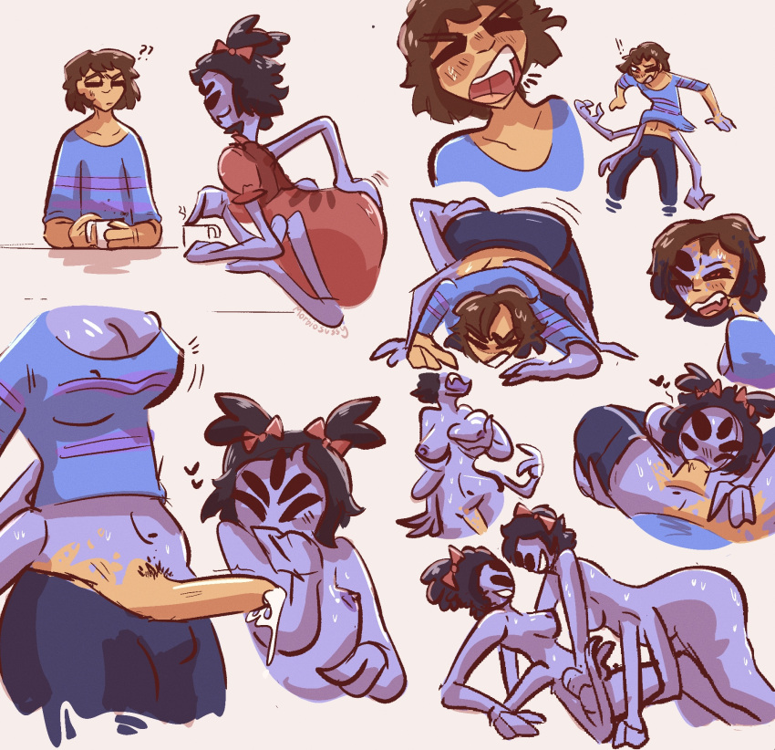 Rule 34 – 1boy1girl 2girls black hair blowjob blue skirt blush bow in hair breast expansion breast growth breast squish brown hair cleavage overflow clonecest cum cum drip expansion fang out fangs fellatio frisk frisk (undertale) fully clothed futa on female gender transformation heart symbol jeans limb growth male frisk mind alteration morbiosussy mtf transformation muffet muffetification nipple bulge oral sex pants down pov crotch precum purple skin red dress red eyes selfcest skin color change skindentation species transformation spider girl sweat thigh expansion transformation transformation sequence twinning undertale yellow skin | 13841280