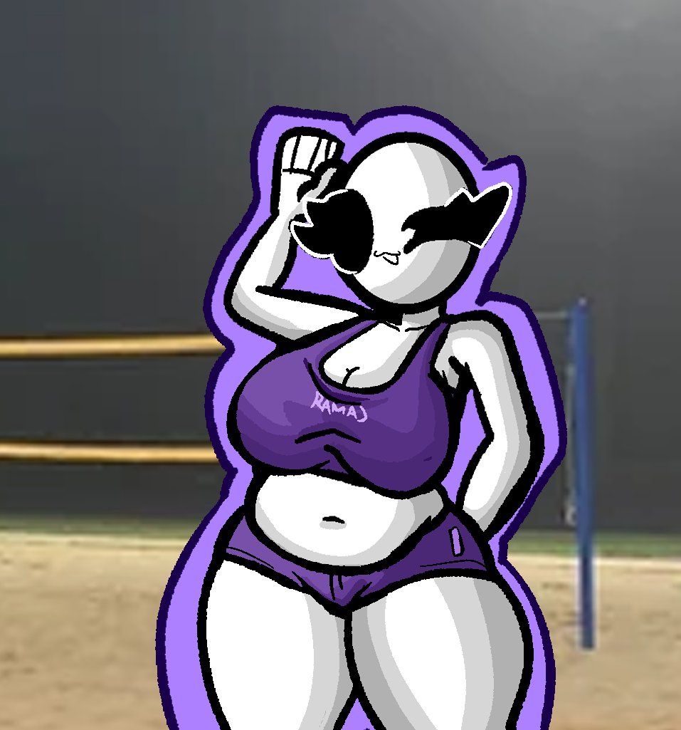 Rule 34 – bald bald female belly belly button black eyes breasts chetoh chubby chubby female claire (chetoh) cleavage egg female female focus female only looking at viewer oc original original character photo background purple bra purple shorts shorts smile smiling smiling at viewer sports bra thighs volleyball net volleyball uniform waving waving at viewer white body wink winking at viewer | 14006724