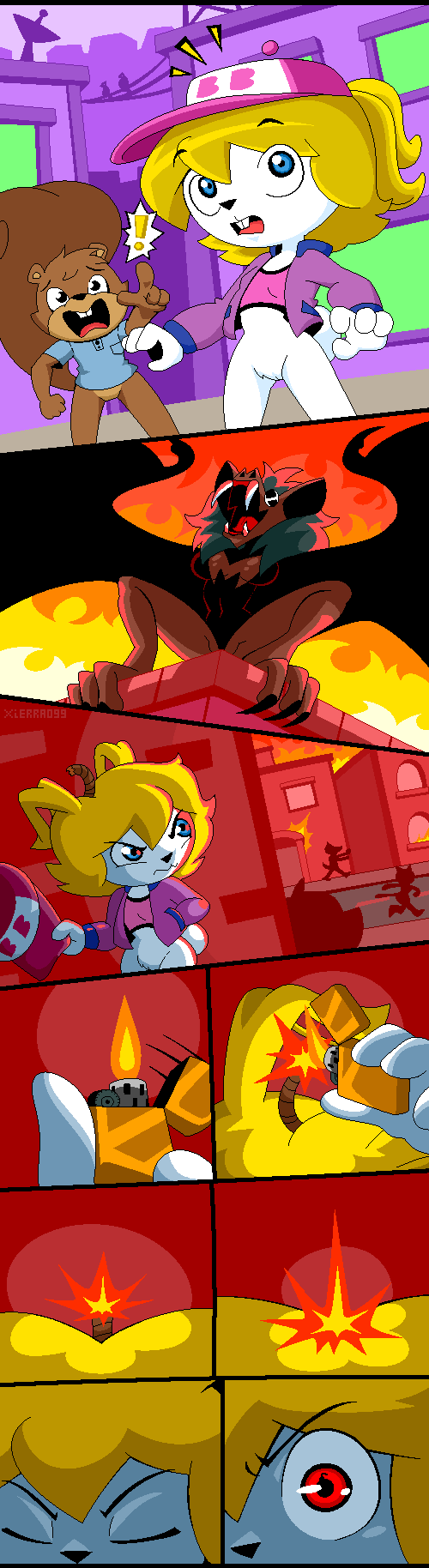 Rule 34 – 1boy 2girls baseball cap bat bat ears bat girl bat wings beaver blonde hair blue eyes bomb fuse boom-bun boom-bun (comic) bottomless bottomless female bottomless male cartoon city comic fangs fuse gray hair lighter longs fangs panicking rabbit ears rabbit girl rabbit tail red eyes running transformation sequence white fur xierra099 | 14250579