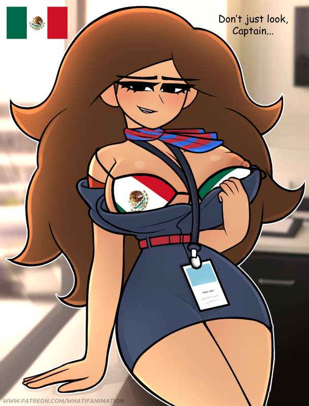 Rule 34 – airport barely visible nipples brown hair flight attendant mexican female mexican flag mexico (what if animation) patreon velentina (what if animation) what if animation(artist) | 14043803